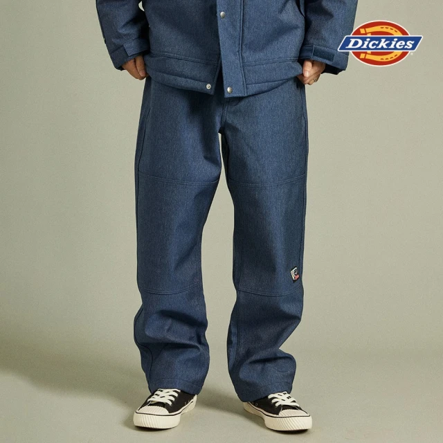 Dickies 男款靛藍色抓絨可調節式褲腳休閒直筒長褲｜DK012281C74