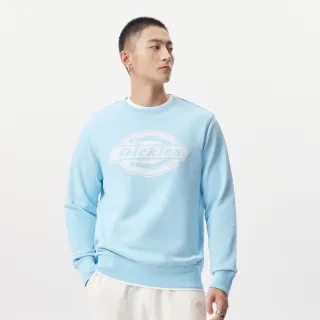 【Dickies】男款晴空藍純棉胸前疊影Logo印花大學T｜DK011519E65