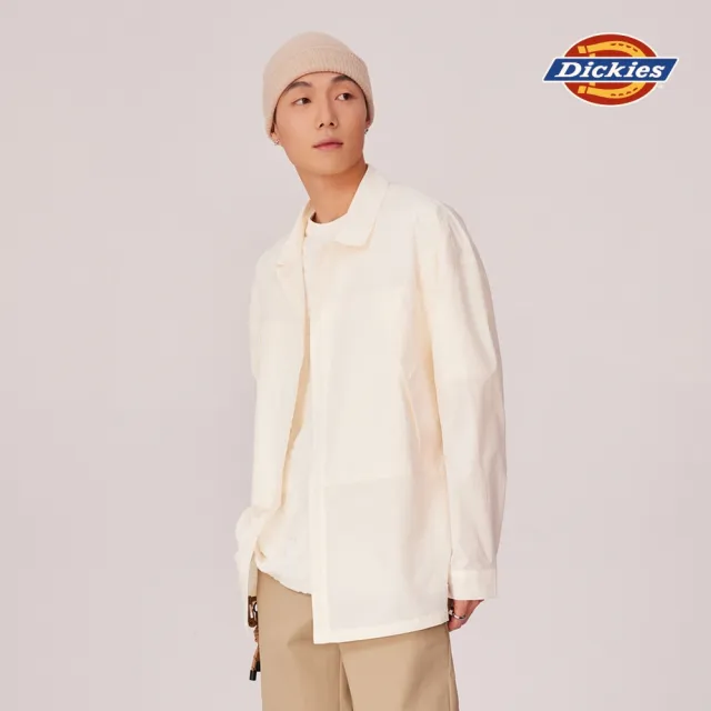 【Dickies】男款米白色輕量柔軟抗UV寬版長袖襯衫｜DK011526C48