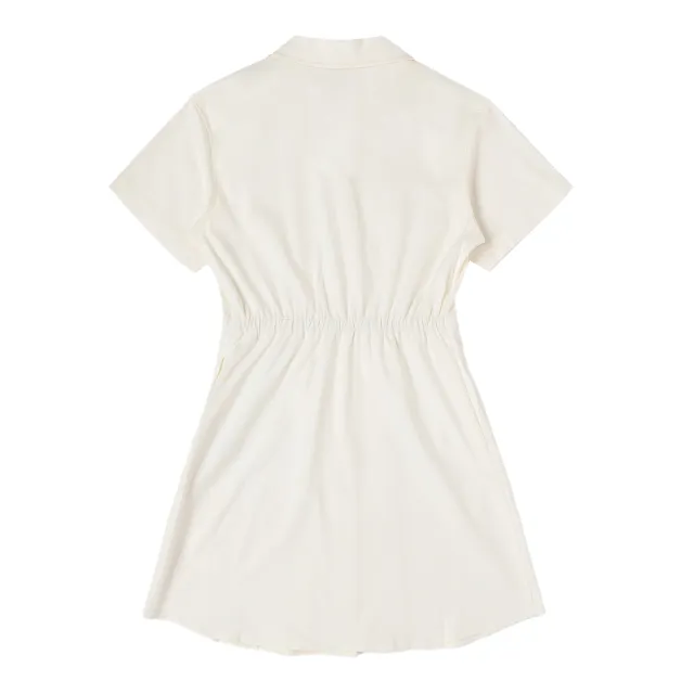 【Dickies】女款米白色斜紋收腰設計工裝風連身短裙｜DK011624C48