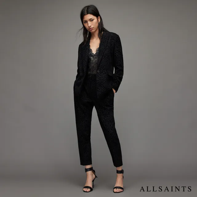 【ALLSAINTS】LAILA LEO 低調豹紋羊毛西裝長褲 WT052X(舒適版型)