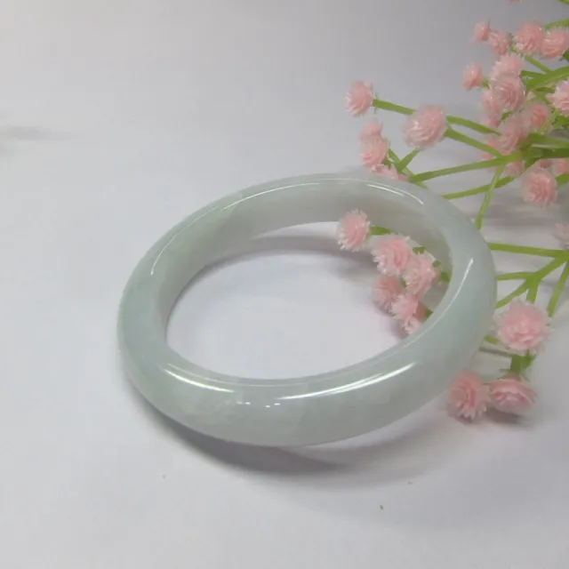 【小樂珠寶】翡翠手鐲白月光透徹清爽天然A貨玉鐲(手圍18.2號 內徑57mm V759)