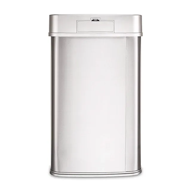 【美國NINESTARS】輕奢髮絲銀不銹鋼感應垃圾桶50L(自動開闔/緩降減音/超大容量)