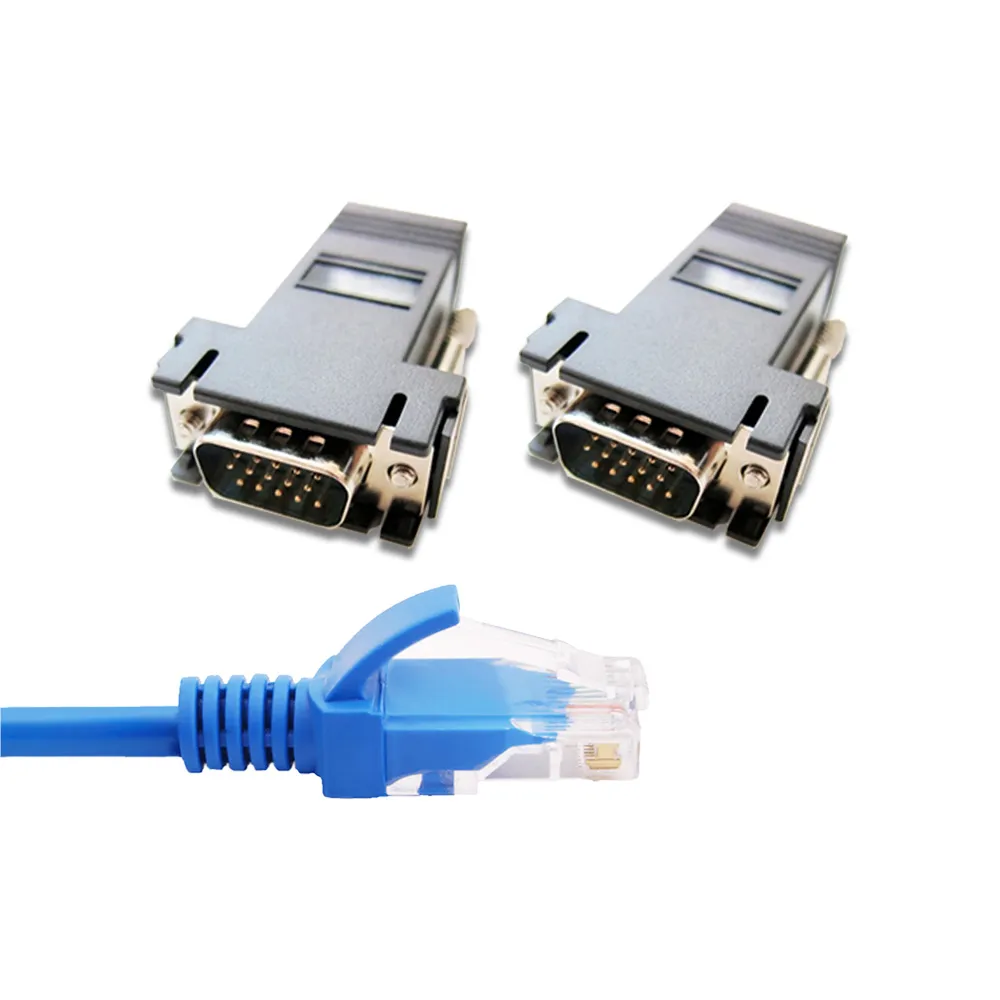 【Bravo-u】Cat6超高速網路線10米/VGA轉RJ45訊號延長器套組