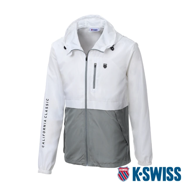 K-SWISSK-SWISS 輕量抗UV防風外套 UV Plus Jacket-男-白/灰綠(1010254-259)