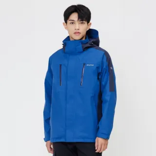 【Hilltop 山頂鳥】GORE-TEX 防水防風透氣 單件式可拆帽大衣外套 男款 藍｜PH22XM18ECEE(可銜接內件)