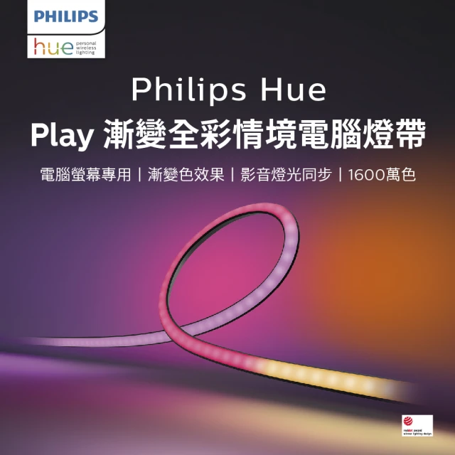 Philips 飛利浦Philips 飛利浦 Hue 智慧照明 Hue Play漸變全彩情境電腦燈帶 32 34(PH023 電玩高手首選)