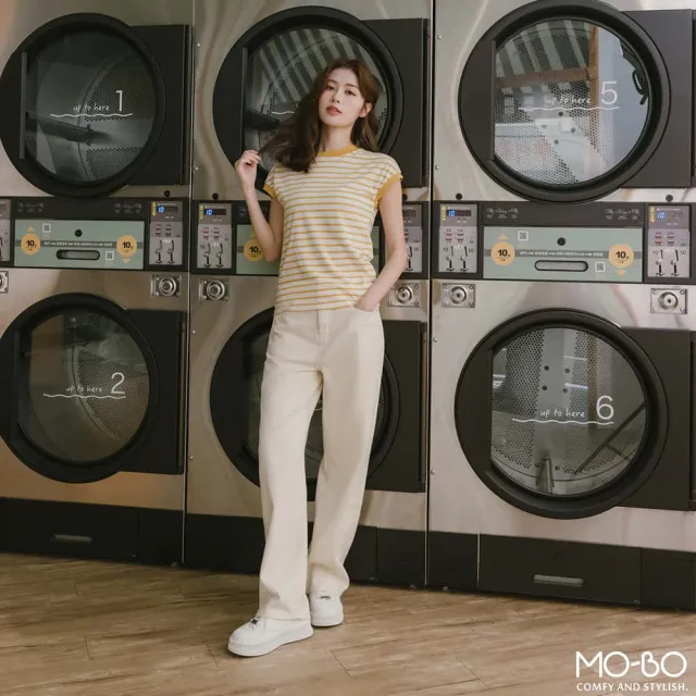 【MO-BO】長腿直筒斜紋棉水洗色褲