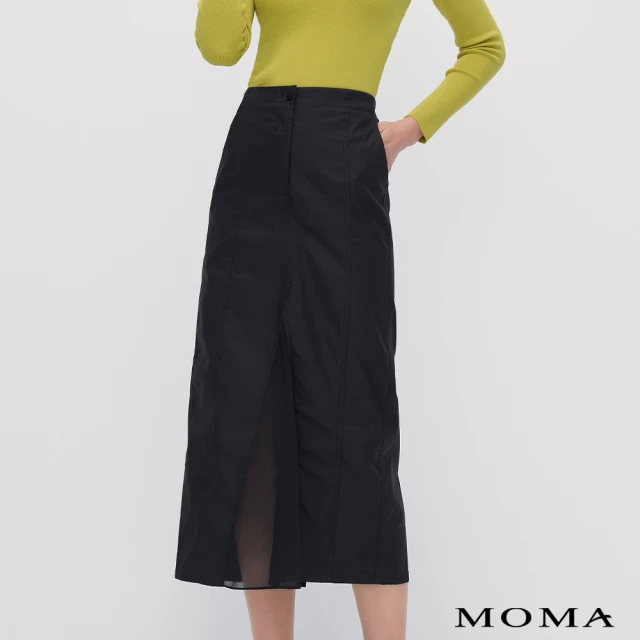 MOMA 率性異材拼接窄裙(黑色)