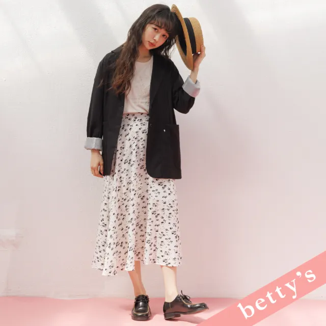 【betty’s 貝蒂思】後開衩大口袋西裝外套(黑色)