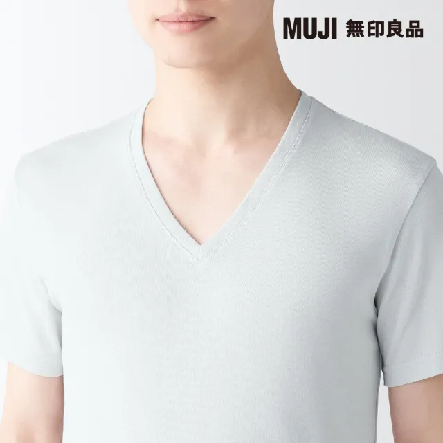 【MUJI 無印良品】男清爽舒適棉質V領短袖T恤(共3色)