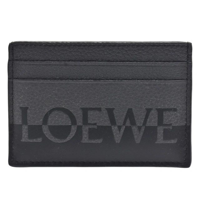 LOEWE 羅威 經典品牌LOGO雙色小牛皮萬用卡夾(黑/灰色C314322X01-1268)