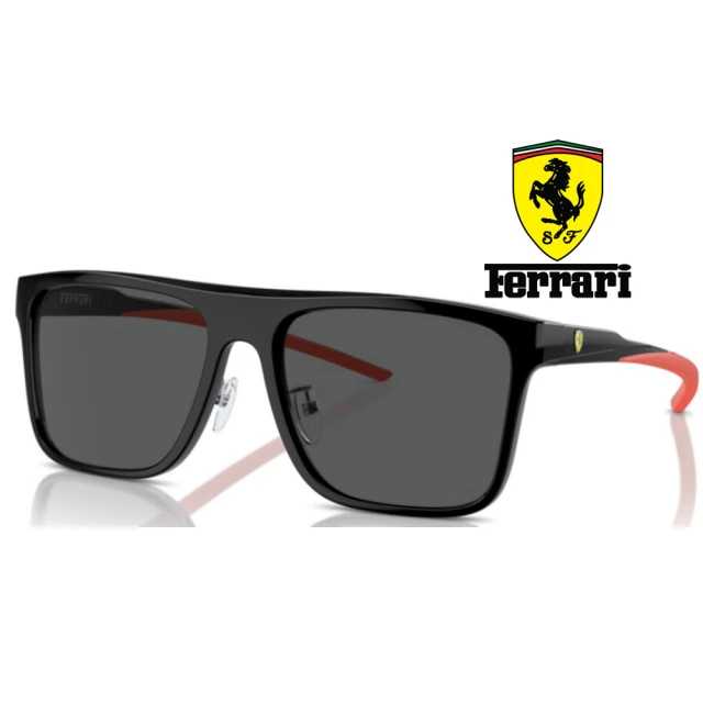 Ferrari 法拉利Ferrari 法拉利 亞洲版 時尚太陽眼鏡 舒適彈簧鏡臂設計 FZ6006F 50187 亮黑框抗UV深灰鏡片 公司貨
