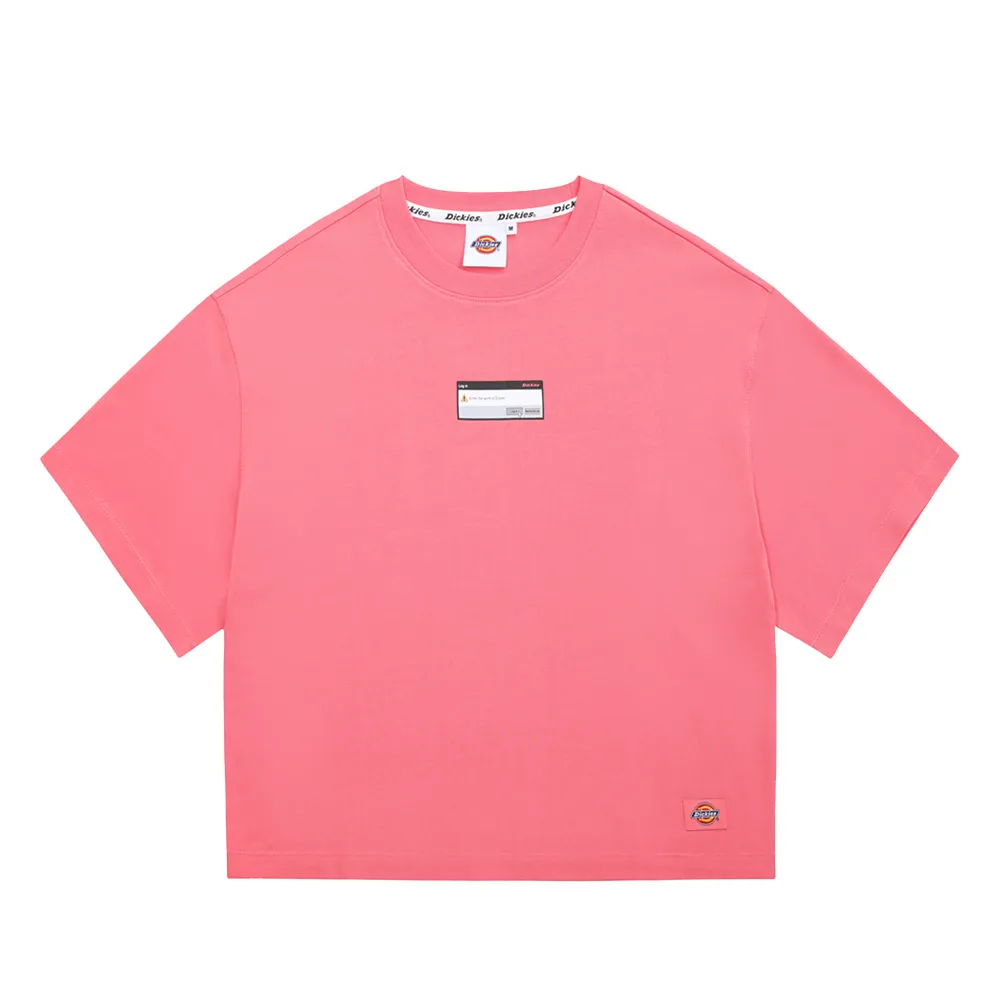 【Dickies】女款茶玫瑰色純棉重磅趣味印花寬鬆版型短袖T恤｜DK010849B81