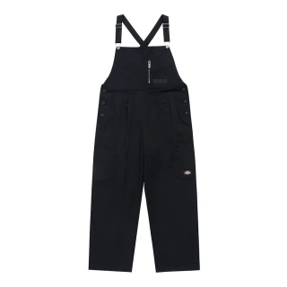 【Dickies】女款黑色斜紋工裝多口袋吊帶褲｜DK010801BLK