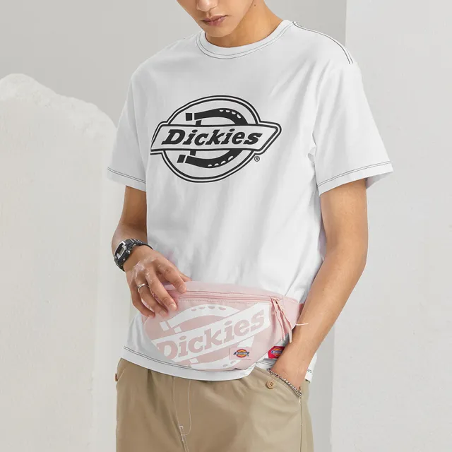 【Dickies】男女款髒粉色大Logo膠印設計腰包｜DK010186C50