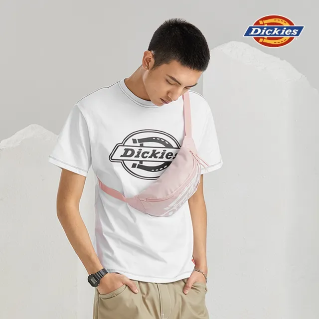 【Dickies】男女款髒粉色大Logo膠印設計腰包｜DK010186C50