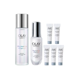 【OLAY 歐蕾】2步驟亮白組(革糖素小白瓶30ml+水感透白光曜精華水150ml)