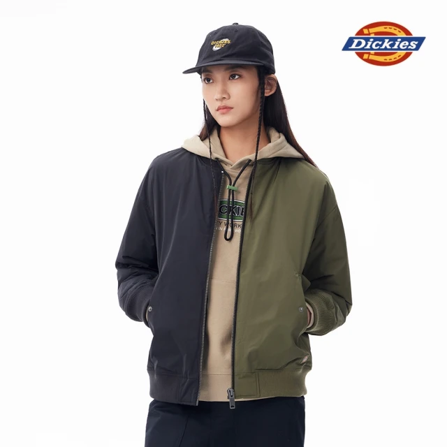 Dickies 女款軍綠色獨特雙色設計飛行外套｜DK010805MGR