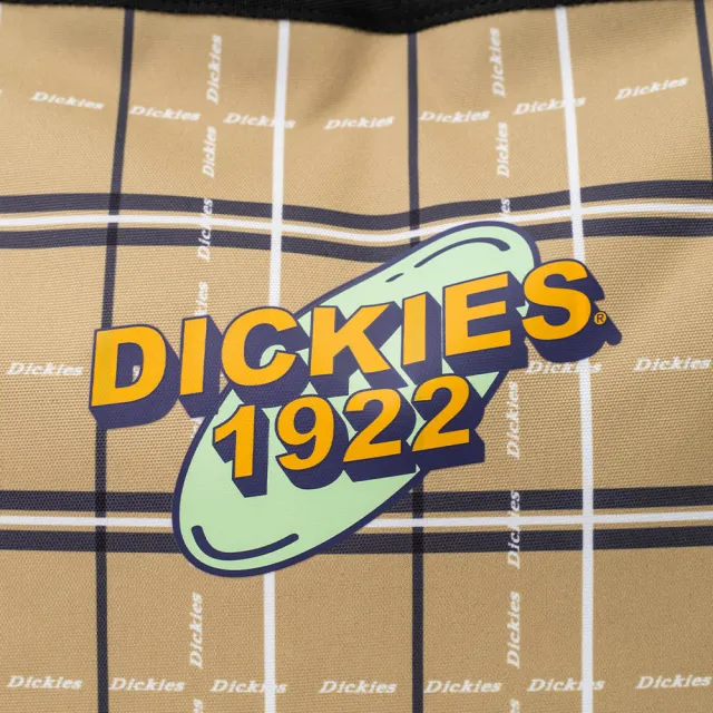 【Dickies】男女款Dickies卡其色格紋圖案波普藝術格紋大容量拉鍊式托特包｜DK010483C85