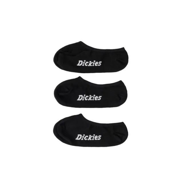 【Dickies】男女款黑色簡約撞色品牌Logo低筒襪（三入組）｜DK013015BLK