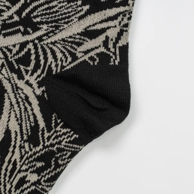 【Dickies】男女款黑色經典三色刺繡Logo滿版緹花設計中筒襪｜DK013106BLK