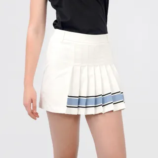 【LE COQ SPORTIF 公雞】高爾夫系列 女款白色百摺設計修身彈力短裙 QLS8T701