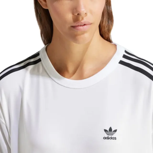 【adidas 愛迪達】圓領短袖T恤 3 STRIPE TEE OS 女 - IR8103