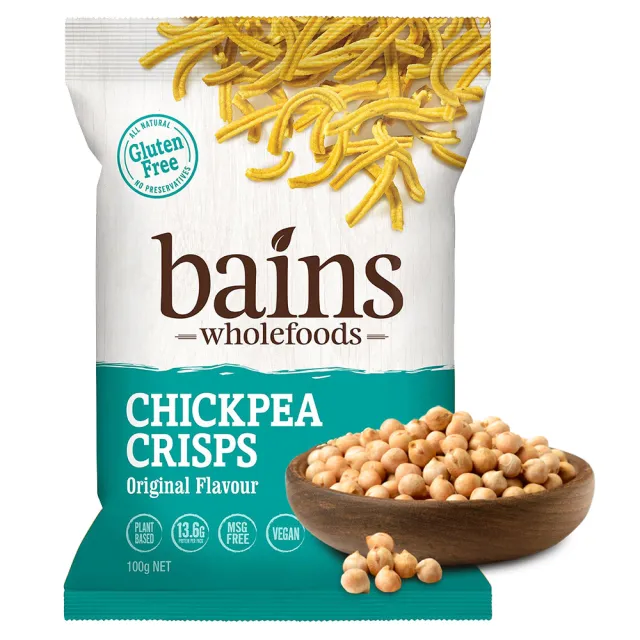 【澳洲 BAINS WHOLEFOOD】鷹嘴豆零食脆片100g-7款任選(非油炸、無麩質、無人工色素)