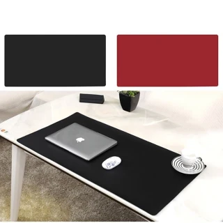 【JEN】雙色皮革防水抗污辦公桌墊滑鼠墊桌墊餐墊80*50cm(黑+紅色雙面)