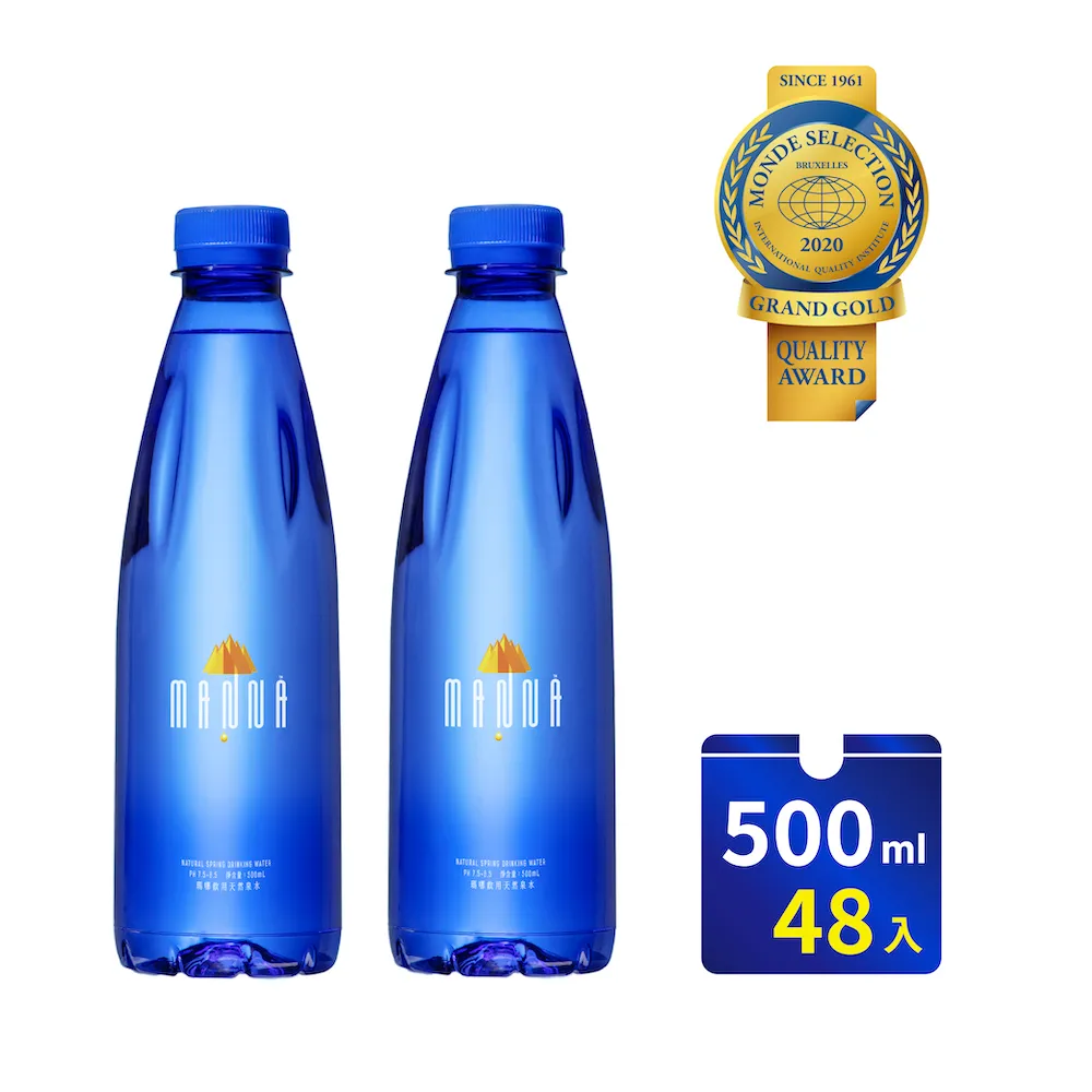 【MANNA瑪哪】天然蘇打礦泉水500ml24入x2箱(進口鹼性火山冷泉水共48入)