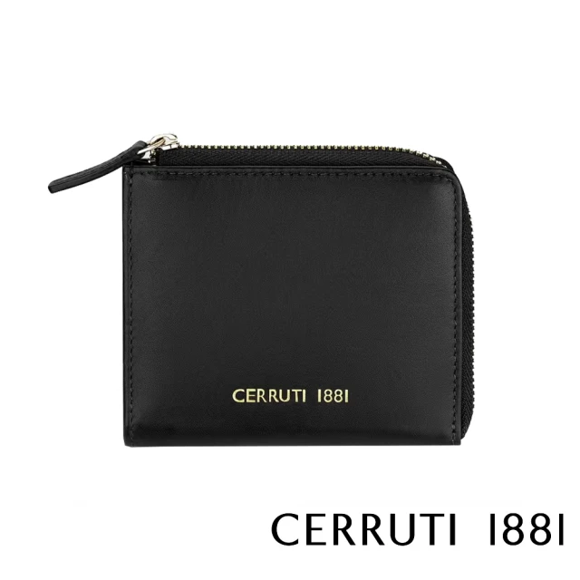Cerruti 1881Cerruti 1881 頂級義大利小牛皮女用零錢包 CEPD06163M(黑色 贈禮盒提袋)