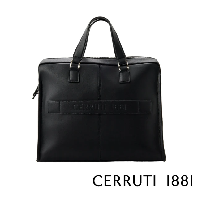 Cerruti 1881 限量2折 頂級義大利小牛皮公事包/斜背包 CECA06408M 全新專櫃展示品(黑色)
