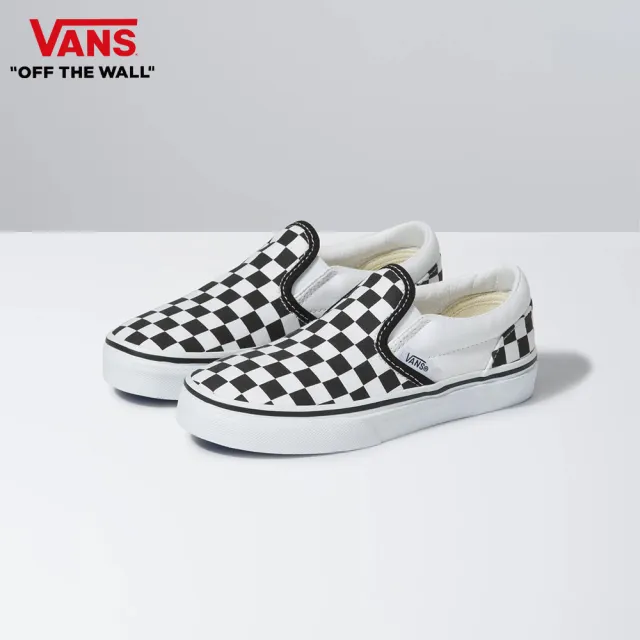 【VANS 官方旗艦】Classic Slip-On 小童款黑白棋盤格滑板鞋/休閒鞋