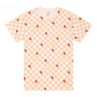 【VANS 官方旗艦】Strawberry Check 女款蜜桃色棋盤格短袖T恤