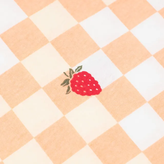 【VANS 官方旗艦】Strawberry Check 女款蜜桃色棋盤格短袖T恤