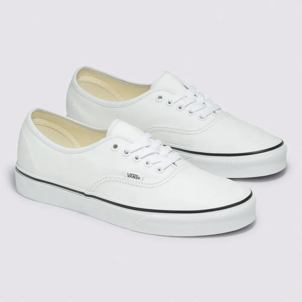 【VANS 官方旗艦】Authentic 男女款白色夜光滑板鞋/休閒鞋/帆布