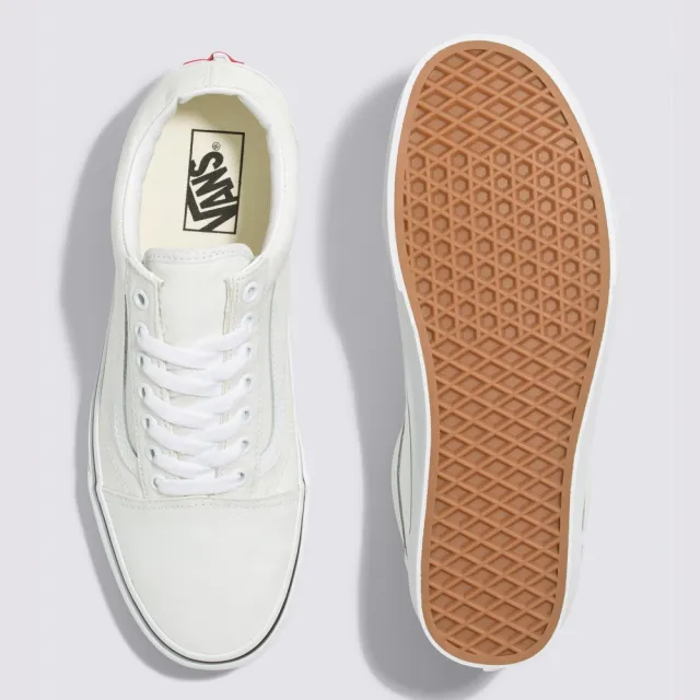 【VANS 官方旗艦】Old Skool 男女款白色滑板鞋/休閒鞋/帆布