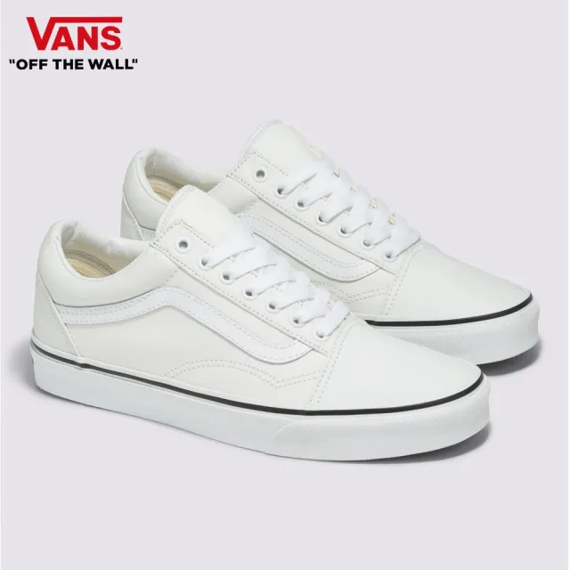 【VANS 官方旗艦】Old Skool 男女款白色滑板鞋/休閒鞋/帆布