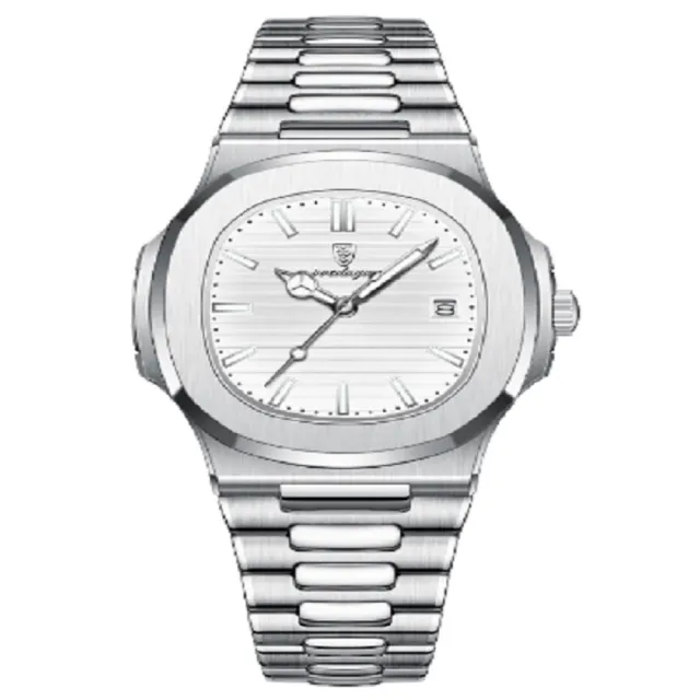 【美國熊】國民男錶 商務男士超薄款手錶 日期顯示 石英機芯 不鏽鋼錶帶(PDJ-613)