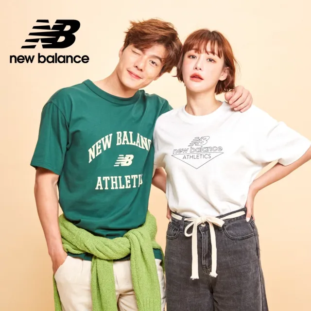 【NEW BALANCE】NB 親膚植絨學院風文字短T_男裝_綠色_AMT33551NWG(亞版 版型正常)