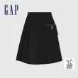 【GAP】女裝 防潑水鬆緊工裝褲裙-黑色(872458)