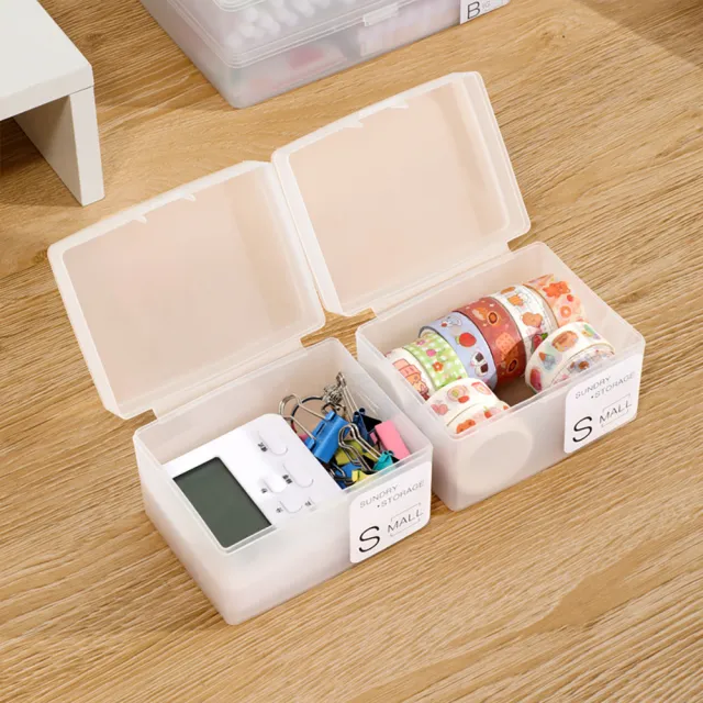 【Dagebeno荷生活】磨砂透明桌面收納盒 掀蓋式可疊加分類收納盒(大號高款1入)