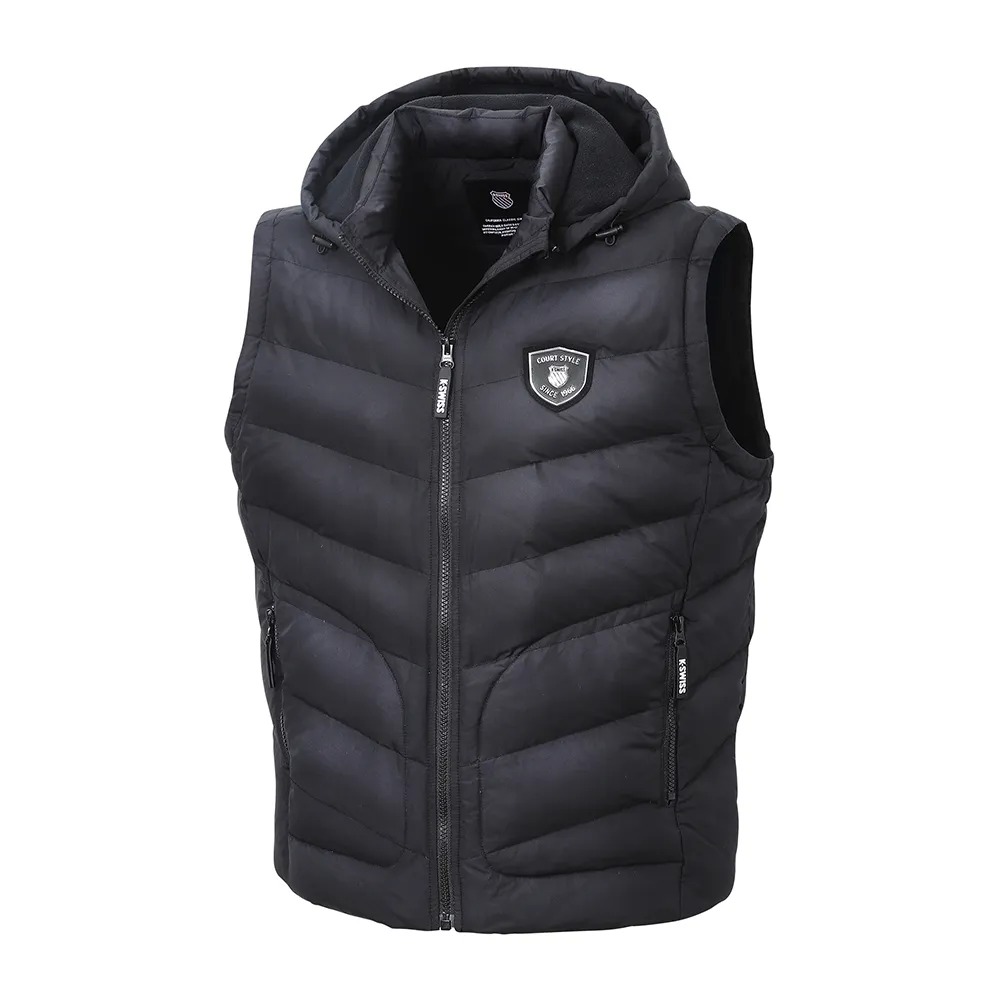 【K-SWISS】可拆式連帽羽絨背心 Down Vest-男-黑(109134-008)