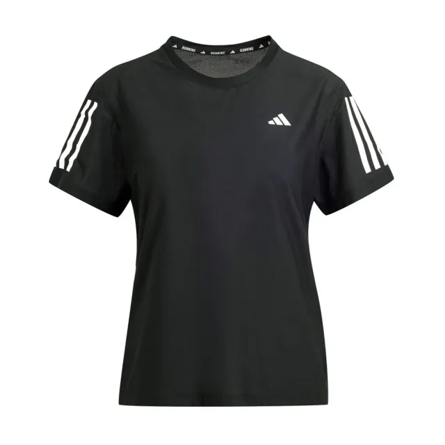 【adidas 愛迪達】OWN The Run 女 短袖 上衣 運動 訓練 健身 慢跑 吸濕排汗 反光 黑白(IN2961)
