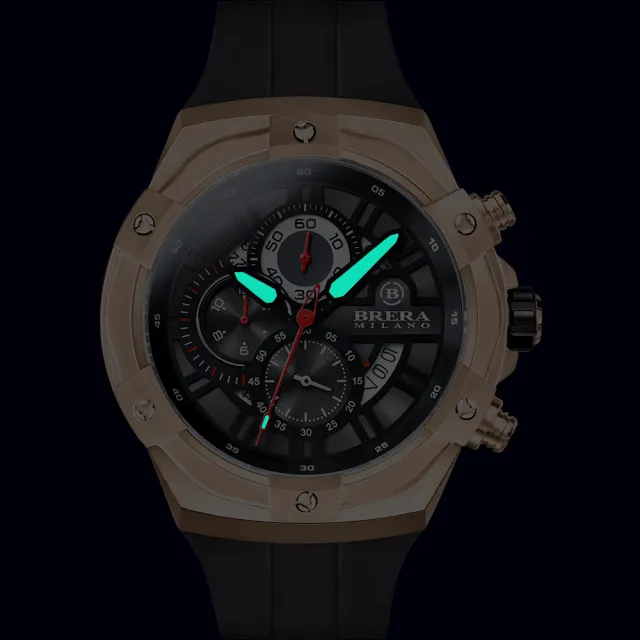 【BRERA 布雷拉】義大利 米蘭精品 SUPERSPORTIVO EVO 時尚運動風 三眼時計腕錶(BMSSQC4502C)