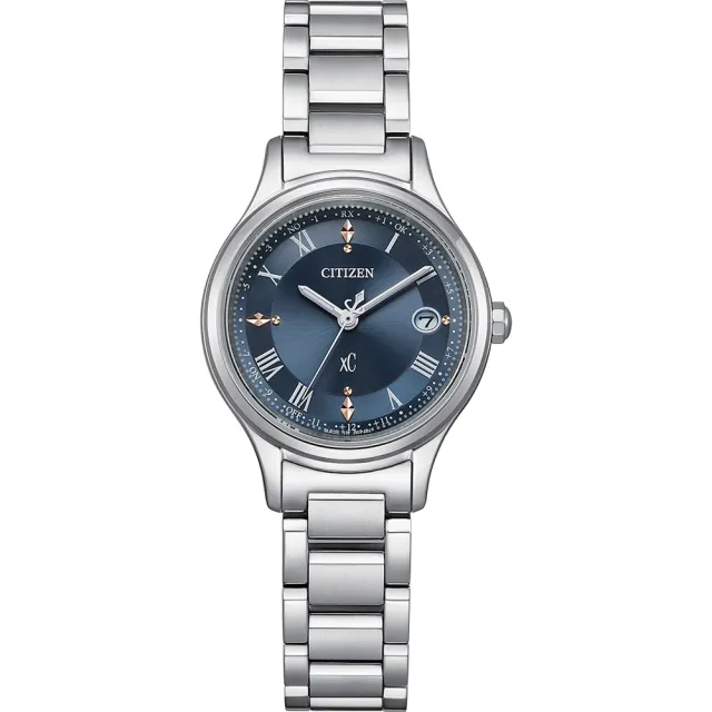 【CITIZEN 星辰】xC 光動能 鈦金屬 電波 女錶 藍寶石 手錶 灰藍色 畢業 禮物(ES9490-61L)