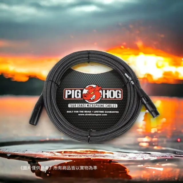 【PIG HOG】終身免費保固 10呎黑色編織麥克風導線 復古系列／原廠公司貨 品質保證(樂器導線 PHM10BKW)