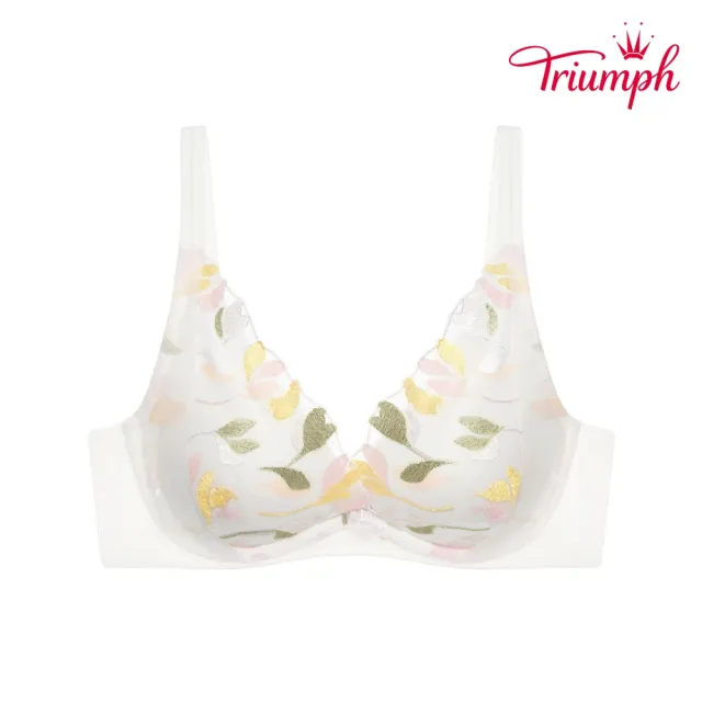 【Triumph 黛安芬】環保親膚材質 Premium春意系列 水感動低V鋼圈 B-D罩杯內衣(白)