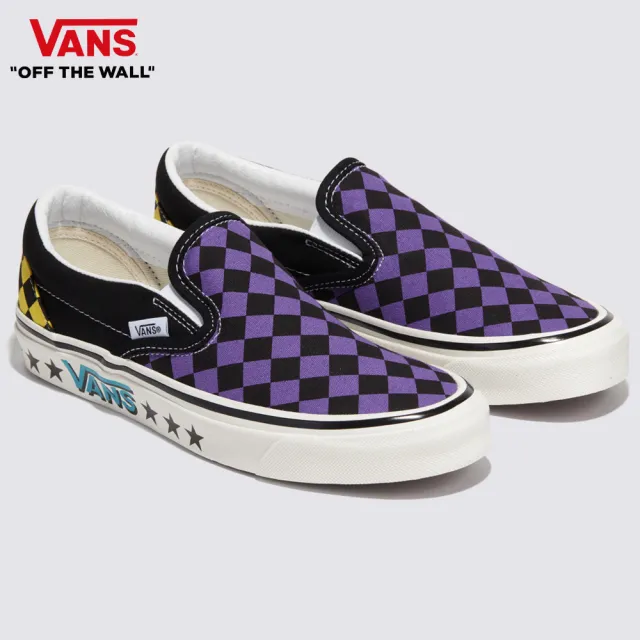 【VANS 官方旗艦】Classic Slip-On 98 DX 男女款紫色鑽石菱形棋盤格滑板鞋/休閒鞋